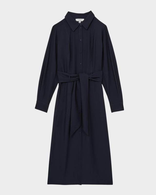 Mabel Belted Side-Slit Midi Shirtdress